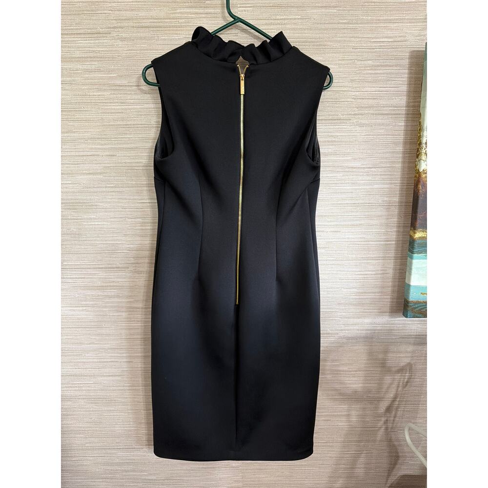 Calvin Klein Women's Black Ruffle neck Slim dress size 8 - Picture 3 of 4